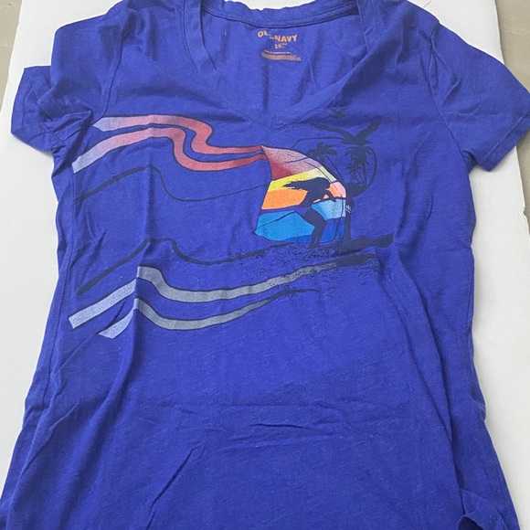 Old Navy Women's Vibrant Blue Surf sail Graphic Tee - Picture 1 of 2